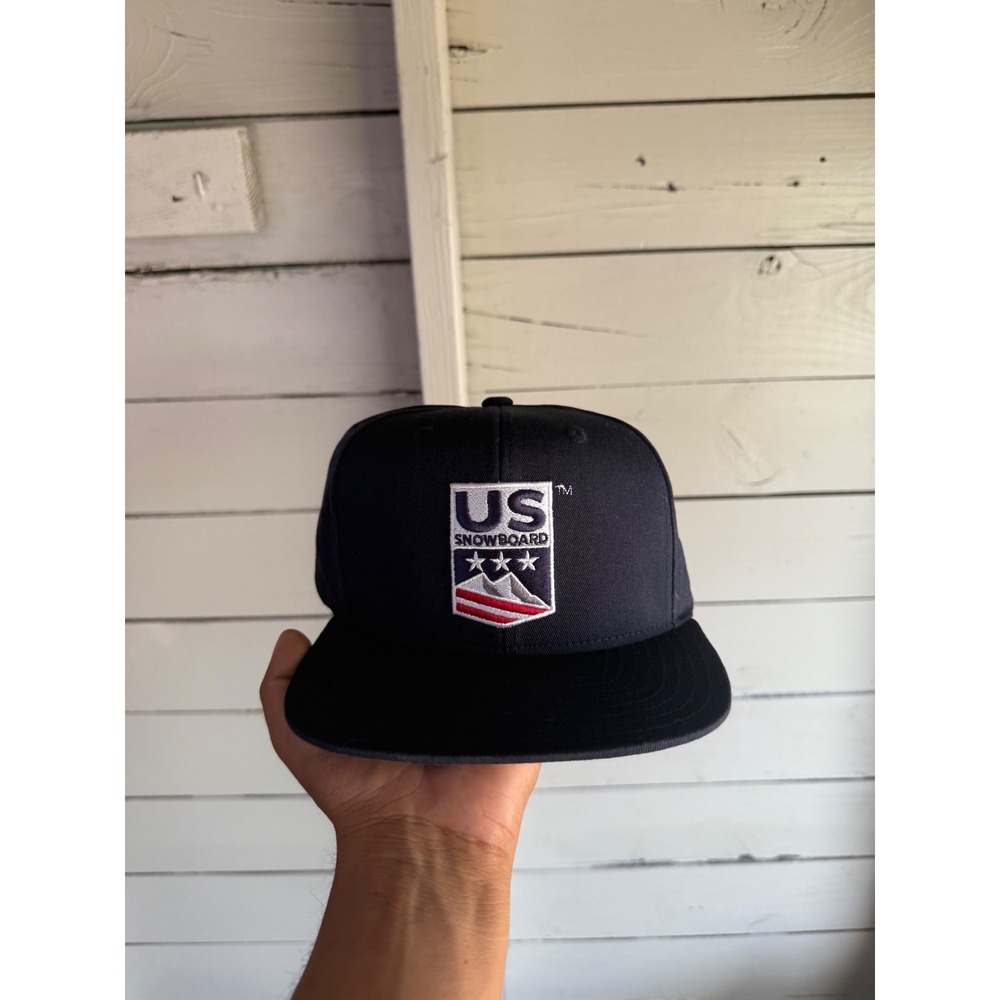 Team USA Snowboard Olympic Snapback Hat Navy Blue Adjustable Flat Brim Cap